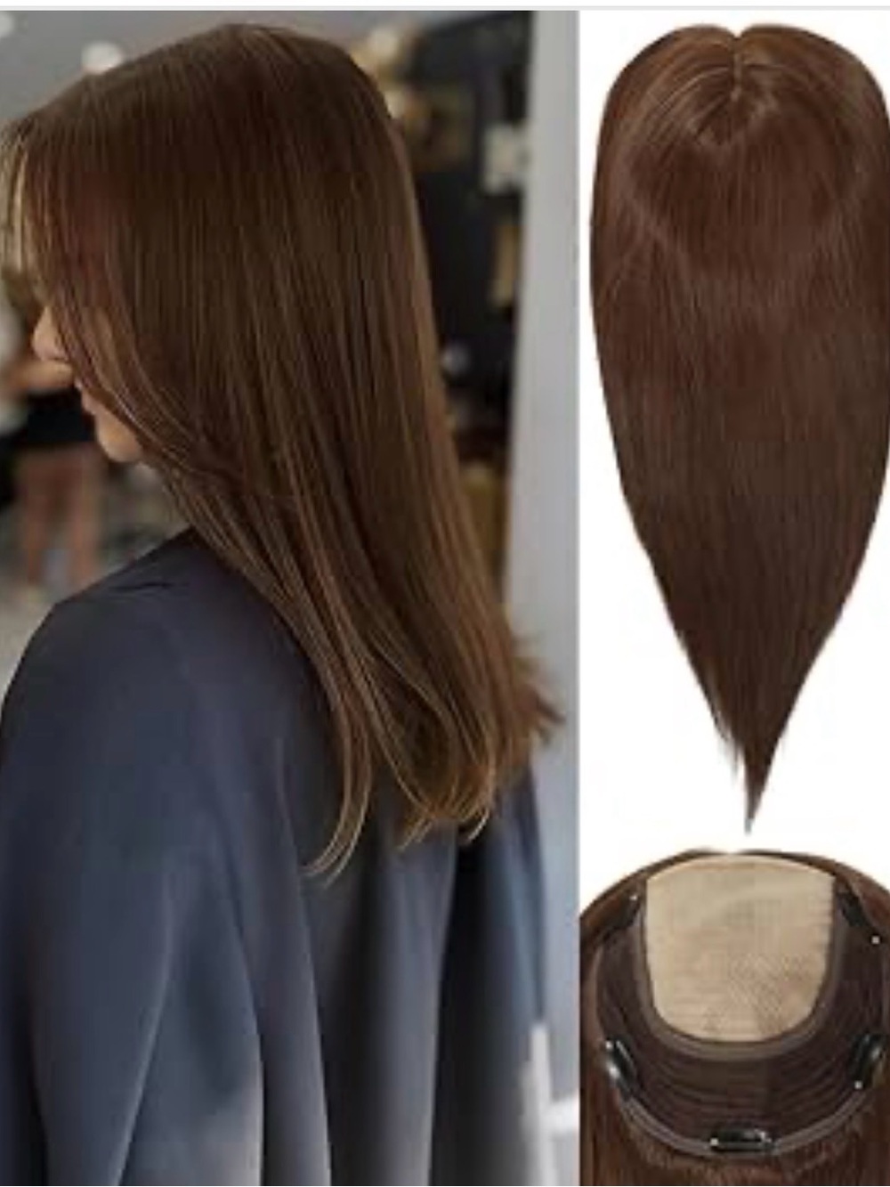 16 Inch Human Hair Topper, 7.5x7.5 Inch Injected Silk Large Base 130% Density